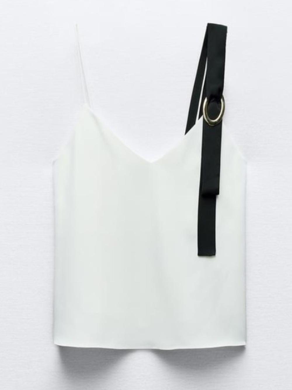 Zara Contrast Strap Camisole Top In Cream & Black Size XL NWT